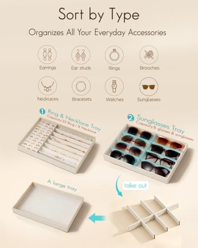 VLANDO Stackable Jewelry Tray, Drawer Organizer - Image 3