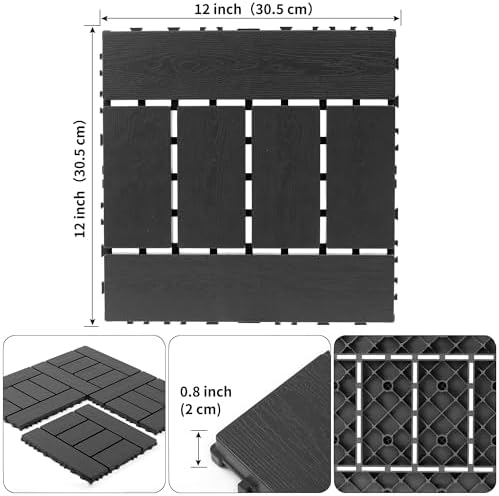 44 Interlocking Deck Tiles, 12x12 Plastic Patio Tiles - Image 5