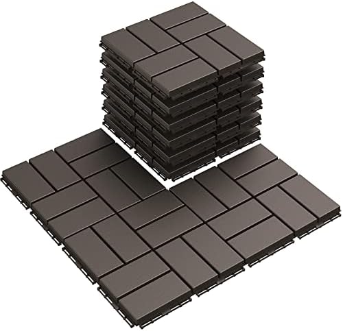 Goovilla Plastic Interlocking Deck Tiles, 9 Pack 12"x12", Dark Coffee by Goovilla