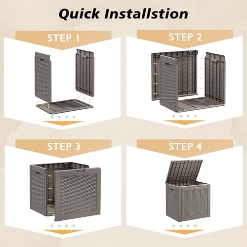 Fancyango 32 Gallon Waterproof Deck Box, Resin Outdoor Storage Box - Image 4