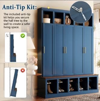 Quarte Entryway Organizer with Shoe Storage, Coat Hanging, Hat Cubbies - Image 4