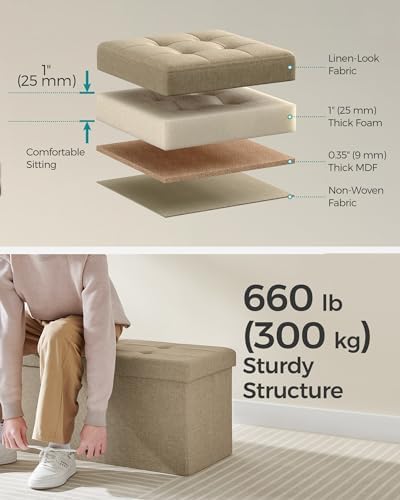SONGMICS 43.3 Inches Storage Ottoman, Foldable Bench - Image 4