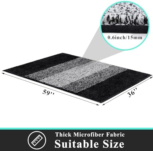 Vaukki Indoor Doormat Entryway Black Door Mat 36x59 inch - Image 2