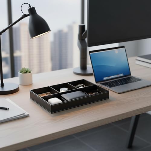 Leather Valet Organizer Nightstand & Dresser Storage Tray - Image 4