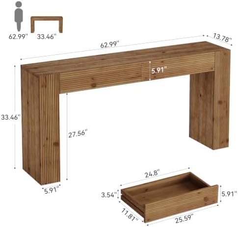 63" Solid Wood Console Table - Image 2