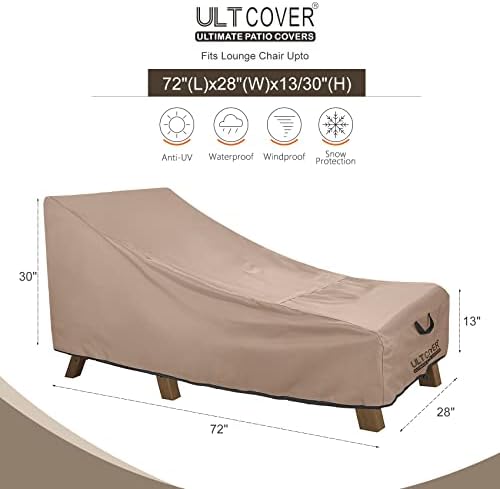ULTCOVER Outdoor Chaise Lounge Cover 2 Pack, 72L x 28W x 30H in - Image 2
