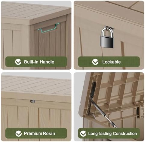 150 Gallon Outdoor Deck Box, Lockable Waterproof Outdoor Storage Boxes - Image 6