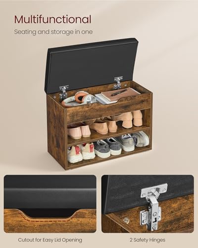 VASAGLE Storage Bench with Cushion, Shoe Bench, 11.8 x 23.6 x 17.3 Inches - Image 4
