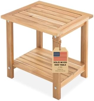 Acacia Wood Adirondack Side Table, 2-Tier Outdoor End Table by VICTORYRELAX