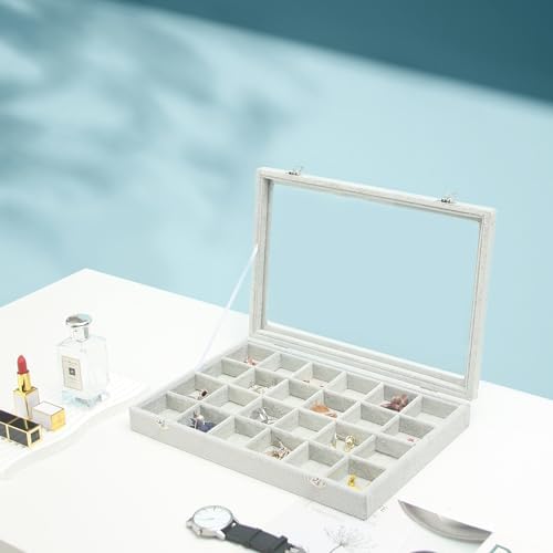 Coward Jewelry Organizer Tray Box, 24 Grids Ring Earring Chain Bracelet - Image 5