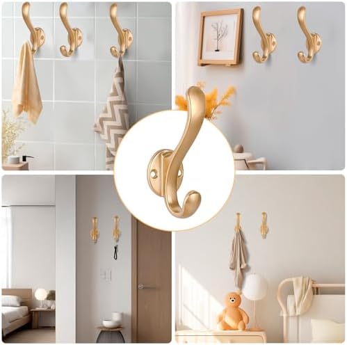 8 Pack Coat Hooks Wall Mount Heavy Duty Utility Retro Double Hooks - Image 5