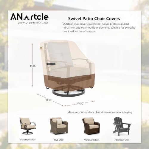 ANartcle Swivel Patio Chair Cover 4 Pack, 600D Waterproof Heavy Duty Outdoor - Image 3