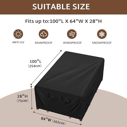 iBirdie Outdoor Table Patio Furniture Cover 100 x 64 inch, Waterproof - Image 2