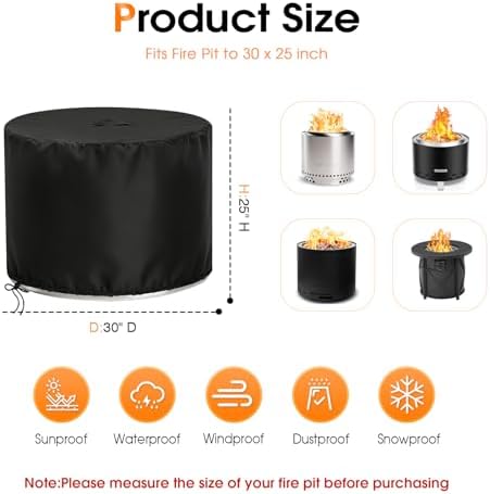 Fire Pit Cover, 30 x 25 Inch Round Propane Firepit Cover - Image 2