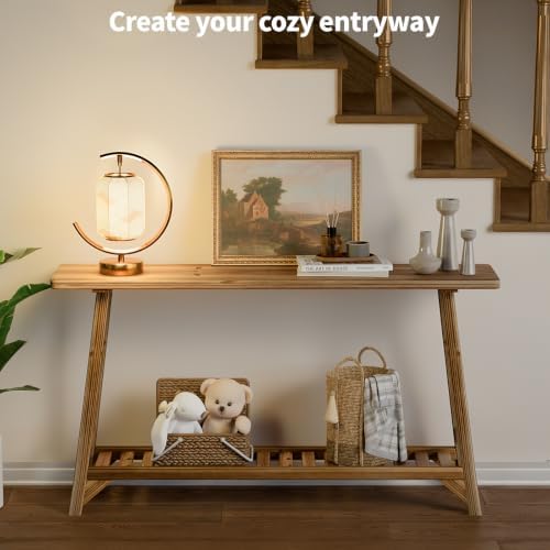 54" Solid Wood Console Table, 2-Tier Farmhouse Entryway Tables Behind Couch - Image 4