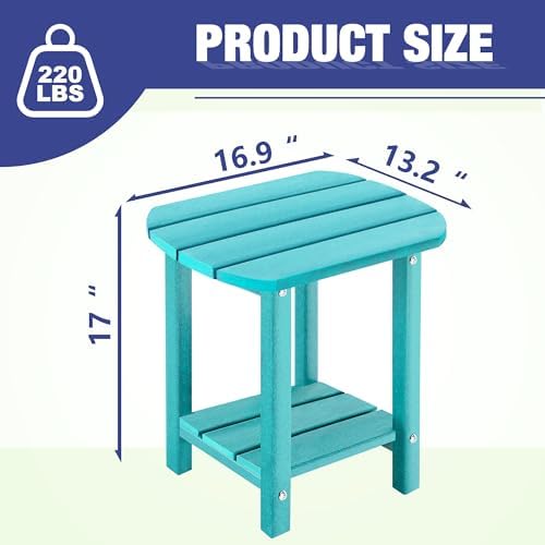 LZRS 2-Tier Patio Side Table, Heavy Duty HDPE Outdoor End Table - Image 3