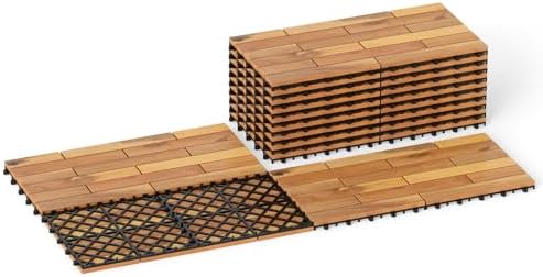 Goplus 12-Pack Acacia Wood Interlocking Deck Tiles by Goplus