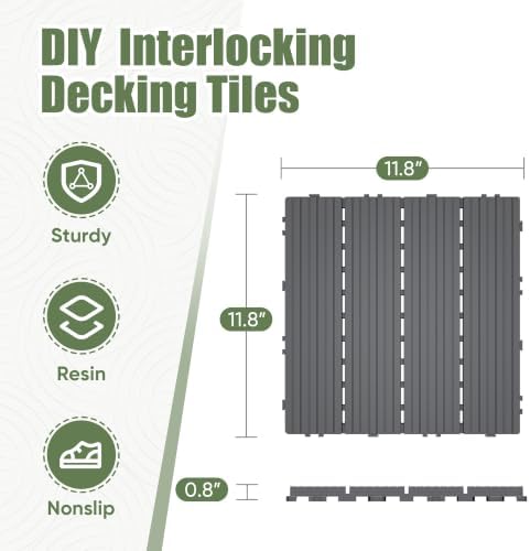 60 PCS Plastic Interlocking Deck Tiles, 11.8"x11.8" Patio Flooring - Image 7