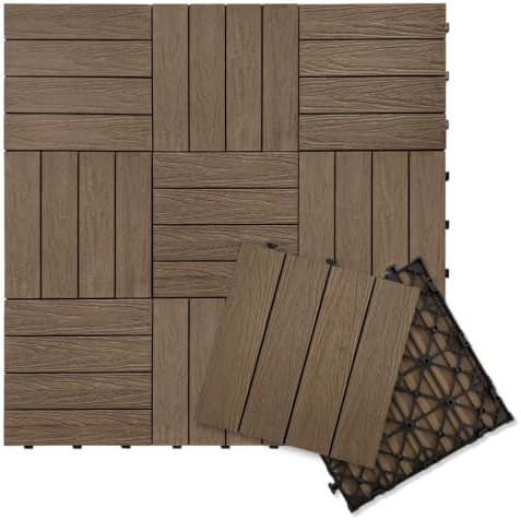JJWOOD Interlocking Deck Tiles, Co-Extruded Wood-Look Outdoor Floor Tiles by Unknown