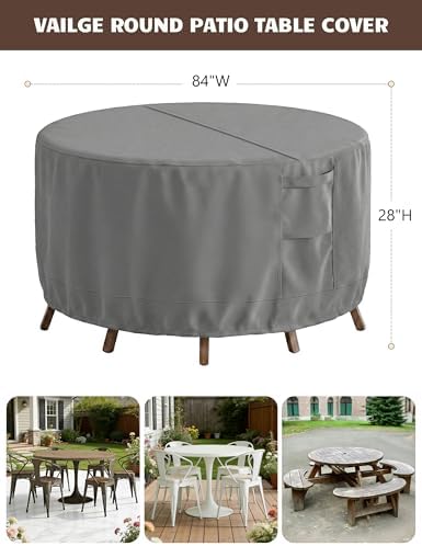 Vailge Patio Outdoor Furniture Covers Waterproof, Round Outdoor Table Cover - Image 2