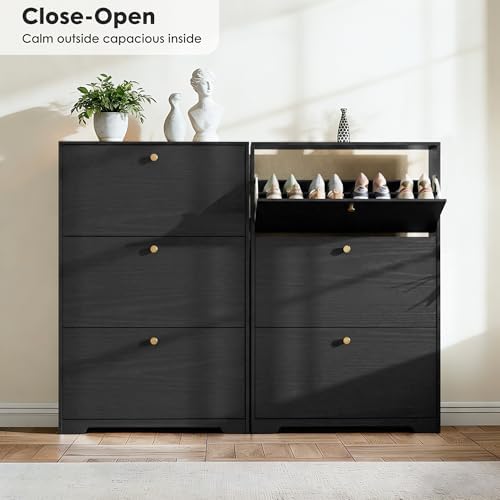 Nicetree Shoe Cabinet with 3 Flip Drawers, Entryway Shoes Organizer - Image 5