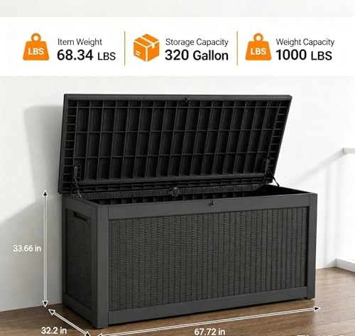LAUSAINT HOME 320 Gallon Resin Deck Box, Package Delivery Box - Image 2