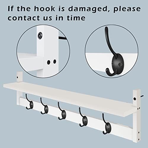AMBIRD Wall Hooks with Shelf | Entryway Hanging Wood Coat Hooks | Wall-Mounted - Image 6