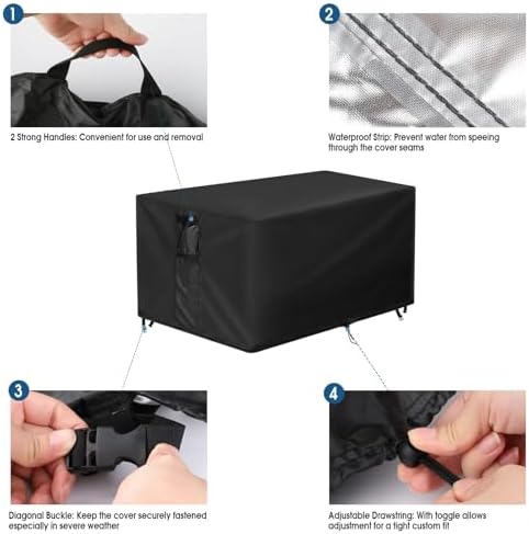 Outdoor Fire Pit Cover Rectangular Waterproof-32x24x20in - Image 4