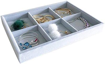 6-Grid Stackable Premium Quality Grey Velvet Jewelry Organizer Multi Function - Image 2