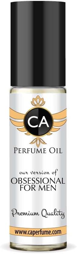 CA Perfume Impression of Obsessional For Men Replica Fragrance Body Oil Dupes Alcohol-Free Essential Aromatherapy Sample Travel Size Concentrated Long Lasting Attar Roll-On 0.3 Fl Oz/10ml