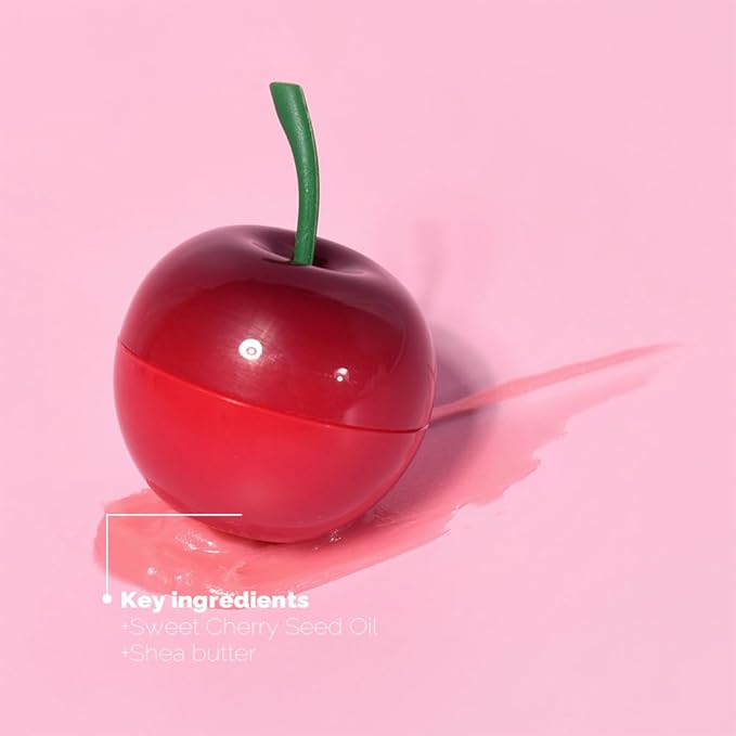 PS.PRETTYSKIN Moisturizing Korean Vegan Lip Balm 0.31oz. (9g) Smooth, Soft Texture, Hydrating, Natural Shine, Glossy (Cherry)