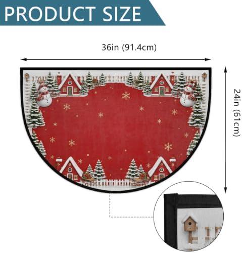 Christmas Half Round Door Mat Outdoor Doormat Bedroom Entrance Rug B14 - Image 3