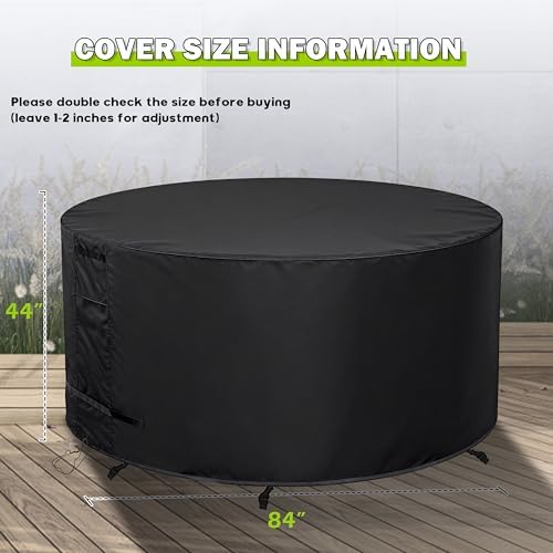 Round Patio Furniture Cover 84" Dia x 44" H Waterproof, Outdoor Round Table - Image 7