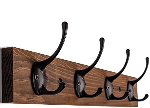 VERTORGAN 1 Pack Wall Mounted Wooden Hat Rack, 4 Hooks Entryway by VERTORGAN