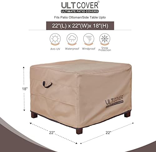 ULTCOVER Waterproof Patio Ottoman Cover 22L x 22W x 18H in - Image 2
