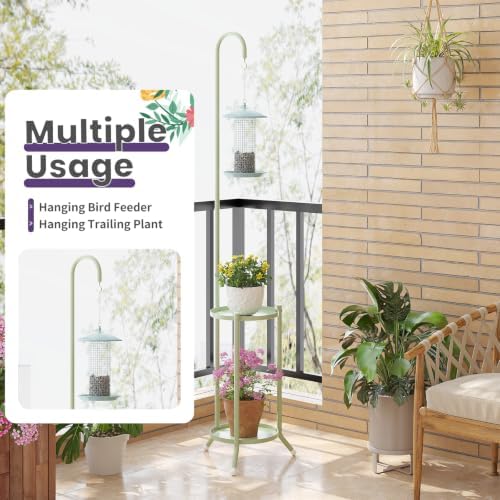 2-Tier Metal Plant Stand with Hanging Hook - Image 6