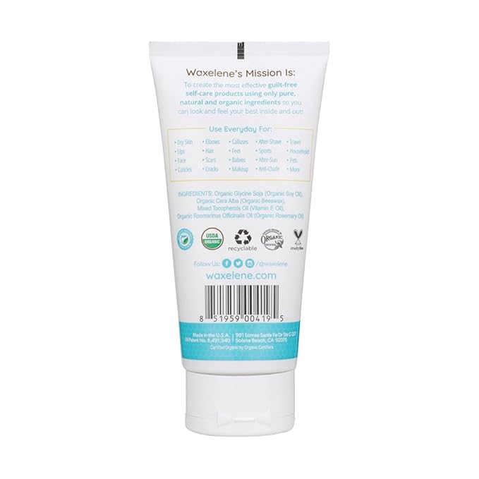 Waxelene Multipurpose Ointment Large Tube, Organic Aerated Balm the Petroleum Jelly Alternative Soothing Botanical Eczema Dry Skin Face Moisturizer