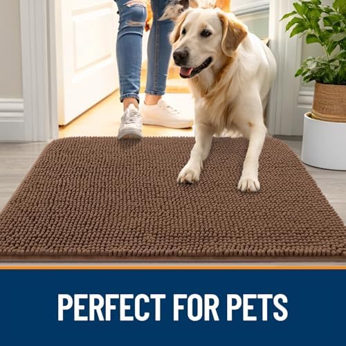 OLANLY Dog Door Mat for Muddy Paws 44x24, Super Absorbent Chenille Mud Mat - Image 6