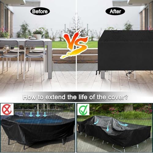 Outdoor Patio Furniture Covers Waterproof 144" L x 76" W x 28" H 600D - Image 5