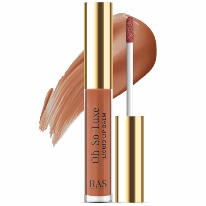 Oh-So-Luxe Liquid Tinted Lip Balm, Hydrating & Nourishing Tinted Lip Oil for dry dark lips, results in Soft & Glowing Lips, Moisturizing, Non-Sticky Brown Shade - 0.10 Fl Oz - RAS LUXURY OILS