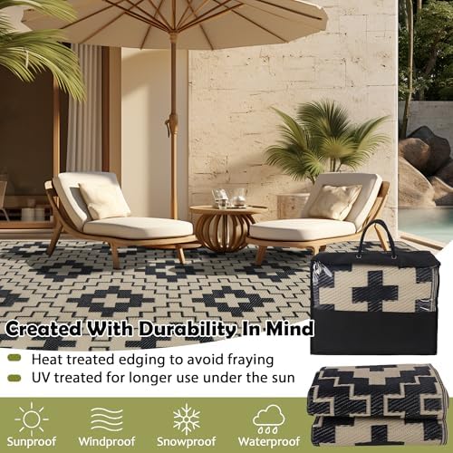 SAND MINE Waterproof Outdoor Rug 5x8 ft, Reversible Plastic Straw Area Rug - Image 4