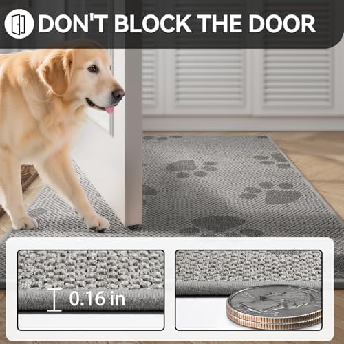YDKGL Door Mat Indoor Entrance 24"x35", 0.16" Thin Paw Print Low Pile Doormat - Image 4