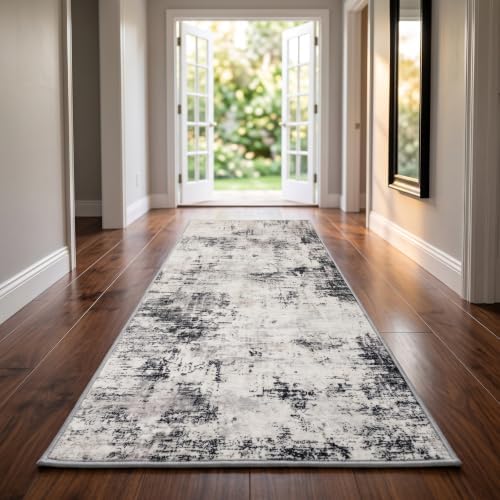 Washable Runner Rug 2x6 Non Slip Kitchen Mat Grey Abstract by Aloveforlivingineveryst
