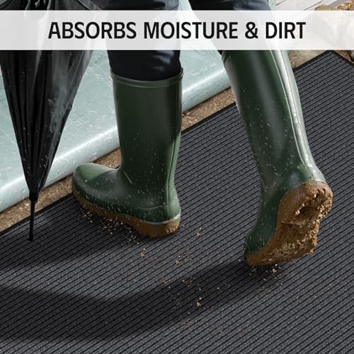 Front Door Mat, Non-Slip Welcome Mat, Absorbent & Dirt Resistant, Low Profile - Image 4