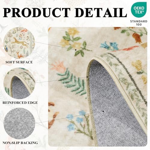 DUKINO 3x8 Runner Rug, Animal Washable Runner Rug - Image 4
