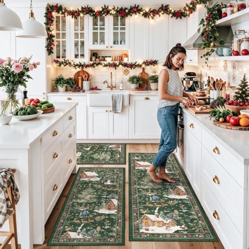 Holiday Christmas Rugs Kitchen Sets of 3 - Image 3
