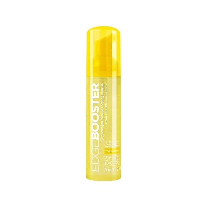 Style Factor EDGE BOOSTER Extra Strength Setting Mousse – Frizz Control, Extra Volume, and Conditioning – 2.5oz Yellow Quartz Mousse for Curly Hair