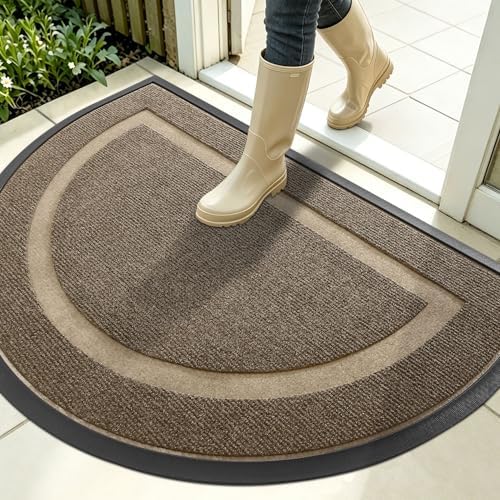 OLANLY Half Circle Front Door Mat Outside 35x23 All-Season Rubber Doormat by OLANLY