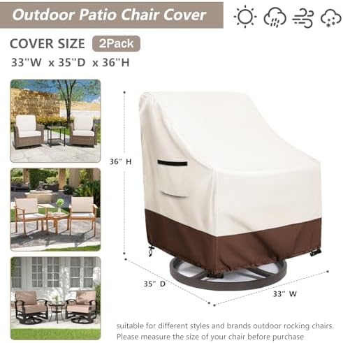 Waterproof 2 Pack Outdoor Swivel Chair Cover - Image 3