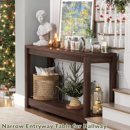 Besiost 47" Farmhouse Wood Entryway Table Narrow Console Table - Image 4
